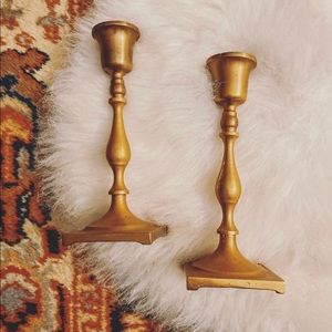 Set of Two Vintage Brass Candlesticks